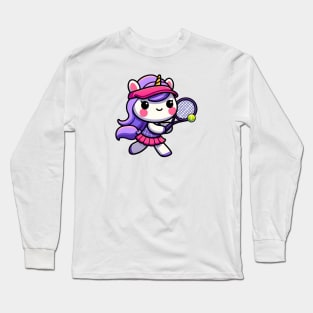 Tennis Unicorn Olympics 🎾🦄 - Ace the Cuteness! Long Sleeve T-Shirt